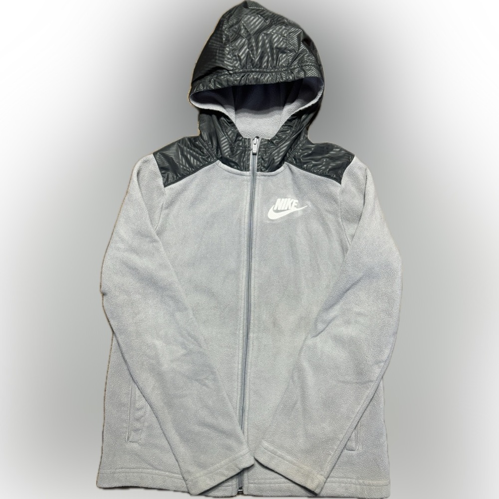 Youth Boys Large Nike Fleece Hooded Zip Sweatshirt w/ Pockets.